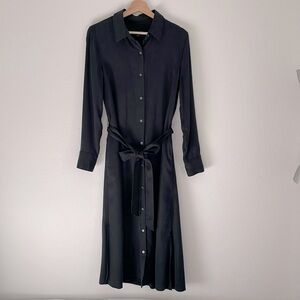 Banana Republic Belted Tie Waist Midi Maxi Button Down Shirtdress Pockets Tencel